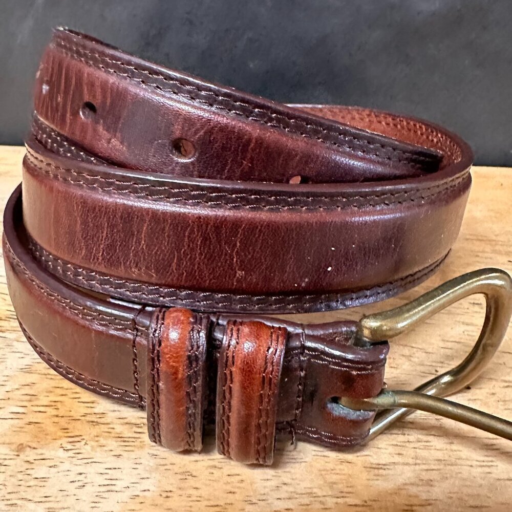 Vintage Mahogany Oil Tanned Cowhide brass Buckle Mens Size Large 34-36"